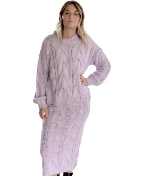 NWT Aria Folley Cable Knit PC Set Jumper Midi Skirt Coord