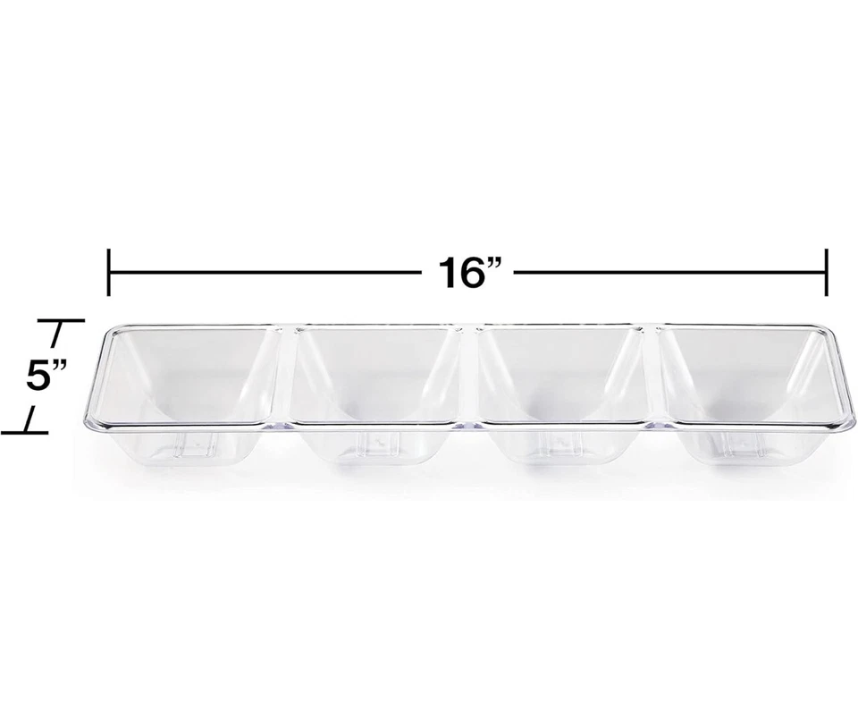 NWT Set of 2 Creative Converting 4 compartment Serving Trays Clear Tray Storage - Image 3 of 4