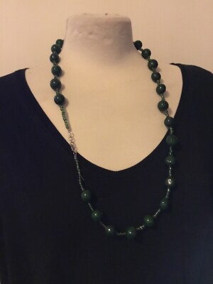 Lot De 2 Colliers Vintage En Pâte De Verre - Années 1950 - Vert - Longueur 60 Cm