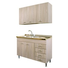 MOBILE CUCINA 120 OLMO LAVELLO INOX SOTTOLAVELLO CASSETTI PENSILE SCOLAPIATTI