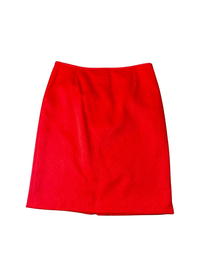 Falda Preston & York Estampada Texturizada Roja Línea A Hasta la Rodilla abertura Mujer Talla 12 Foto 2 de 4