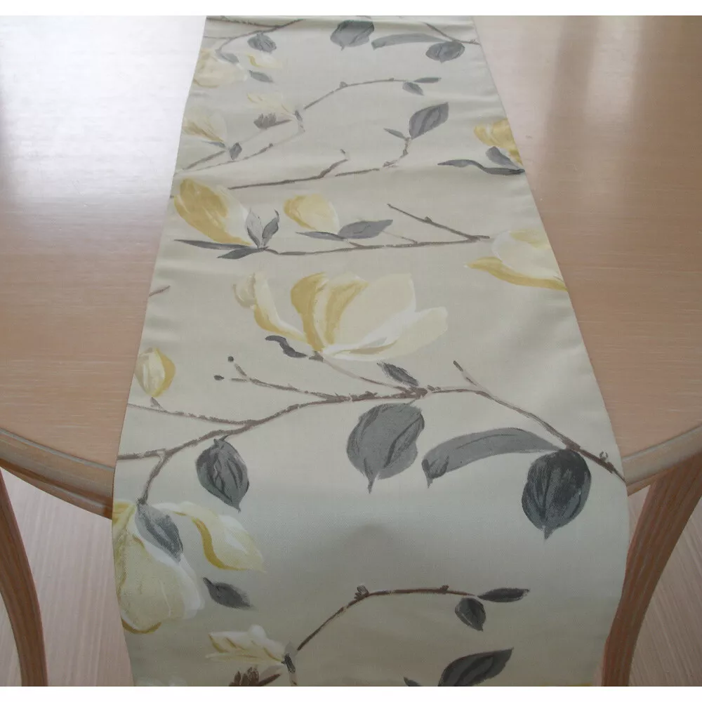 Table Runner 4ft Yellow and Grey 120cm Magnolia 48