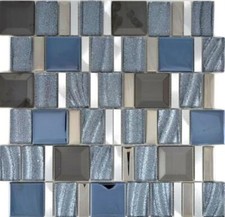 Mosaico Piastrella vetro alluminio ALU Specchio bagno argento 88-0017_f|10foglie