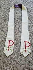 VINTAGE CLERGY STOLE OFFICIANT VESTMENT CUSTOM MADE PURPLE REVERSIBLE CHI RHO