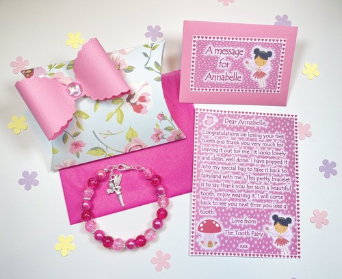 Personalised Tooth Fairy Letter Bracelet Gift Box First Tooth Tooth Fairy - Picture 4 of 6