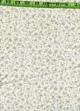 Cream Tan Mini Floral Flower Print 100% Cotton Quilt Quilting Fabric 2+ Yds!