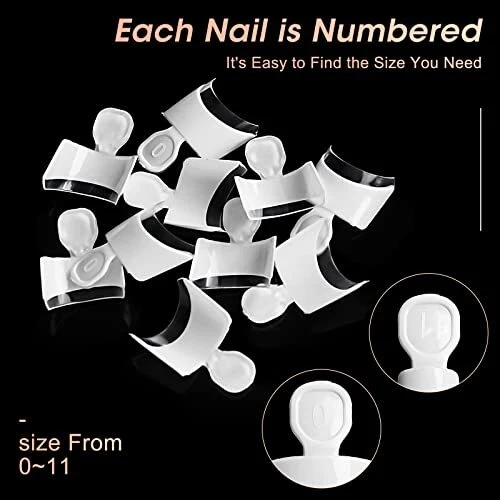 Puntas de uñas francesas cortas - 120 piezas puntas de uñas cortas acrílicas blancas francesas uñas postizas Foto 4 de 4