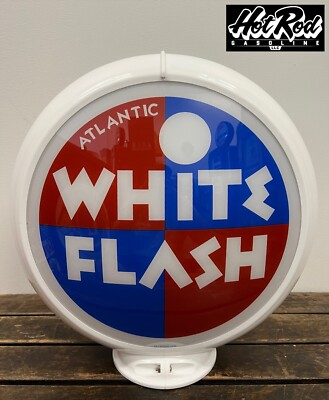 #ad #ad ATLANTIC WHITE FLASH Reproduction 13.5quot; Gas Pump Globe White Body $175.00