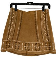 Abercrombie and Fitch Vintage Mini Skirt Size 2 Brown Embroidery Lined