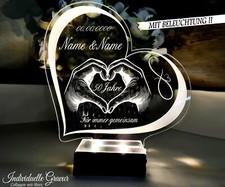 Geschenk Goldene Hochzeit 50 Jahre Hochzeitstag Gravur BELEUCHTET LED