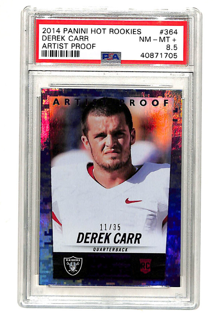 2014 Panini Hot Rookies #364 Derek Carr 11/35 Artist Proof Rookie Card PSA 8.5