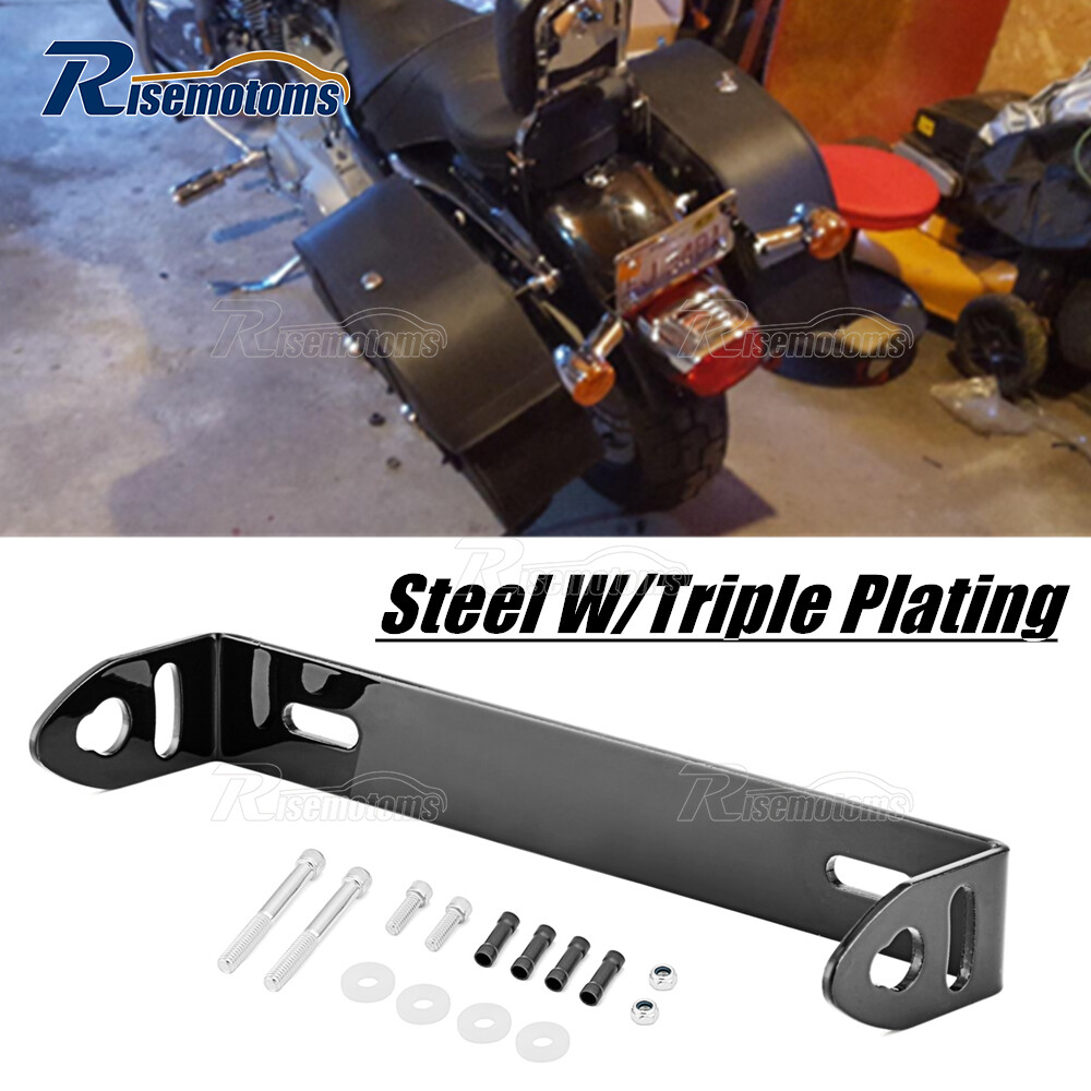 Black Steel Universal Turn Signal Relocation License Plate Bracket