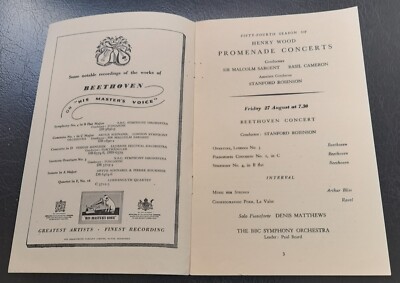  1948 Denis Matthews Piano Henry Wood Promenade Concert Programme Albert Hall 