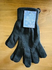 Unisex Silver Age Cable-Knitted Gloves, Black, M