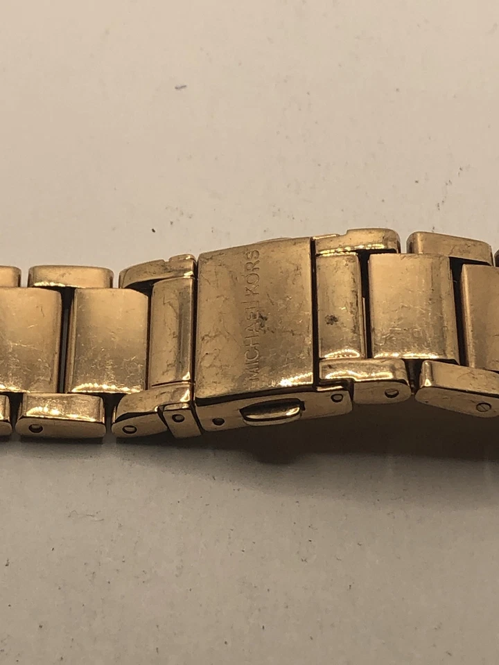 Piezas de reloj Michael Kors correa completa cierre de eslabones tono oro rosa sin alfileres 18 mm PJ335 Foto 4 de 4