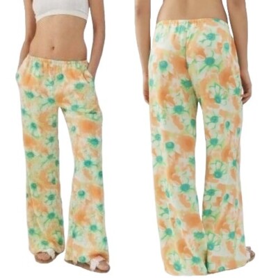 Urban Outfitters Jenna Printed Satin Pull On Pants Size XS Wide Leg OB1486337