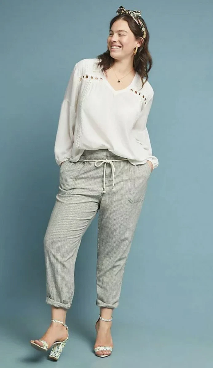 Green white hotsell striped pants