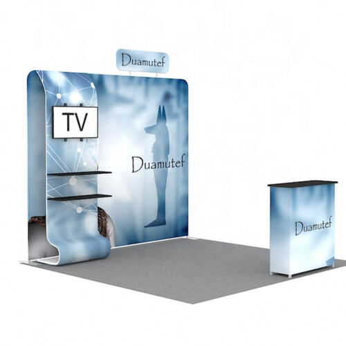 10'' Portable Custom Trade Show Display Booth Kit with Shelves TV Bracket Table - Picture 1 of 6