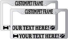Chrome License Plate Frame Custom Pet Saying Color Auto Personalize Paw 2 Pack Chrome License Plate Frame Custom Pet Saying Color Auto Personalize Paw 2 Pack