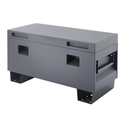 TRINITY Job Site Tool Box 36'' Steel Lockable Weatherproof Storage Chest Gray