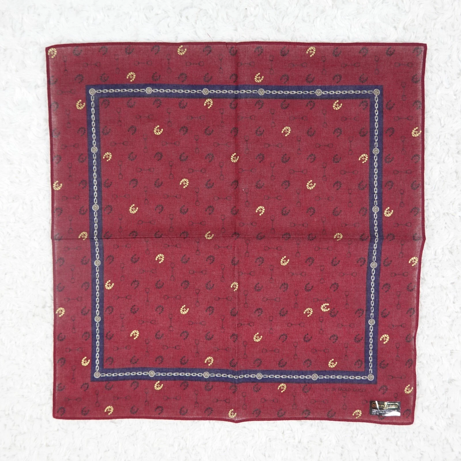 Écharpe PAOLO GUCCI coton rouge foulards poche carré 16
