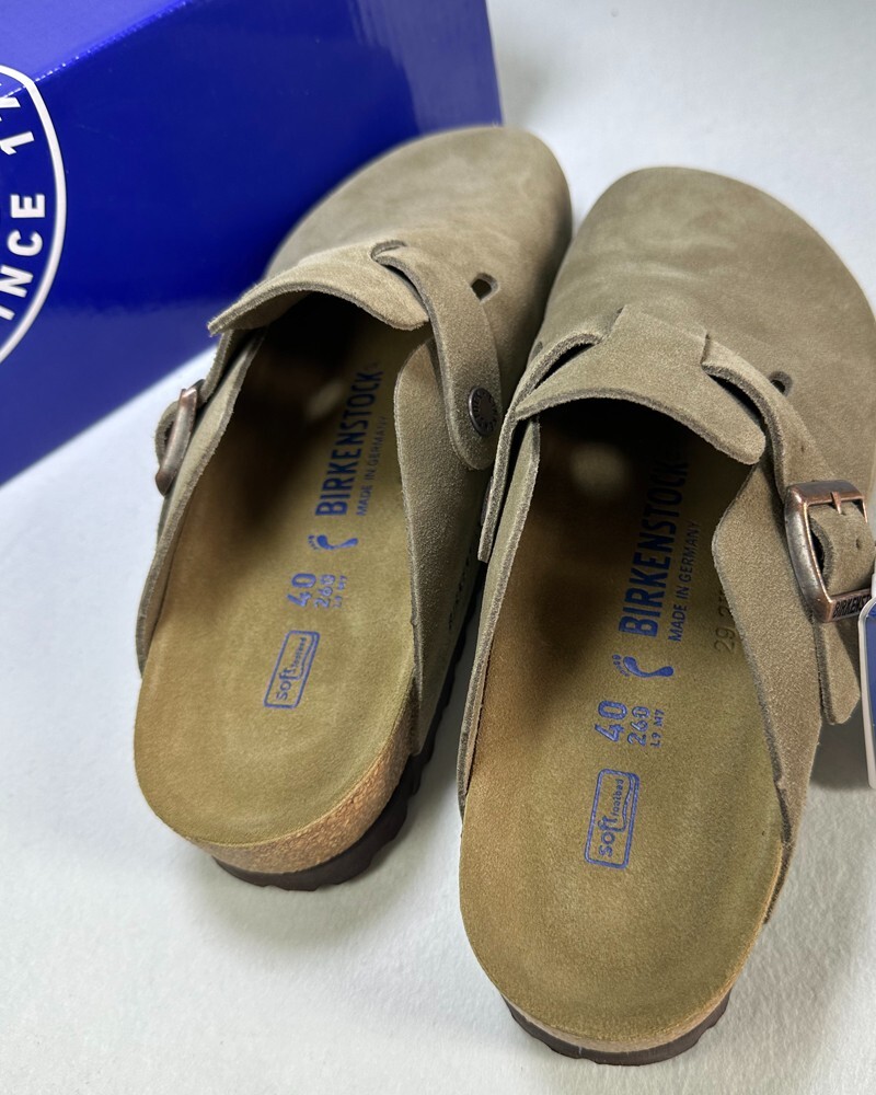 靴 BIRKENSTOCK BOSTON Taupe 40 Normal Boston Soft Footbed Suede Leather Taupe | BIRKENSTOCK