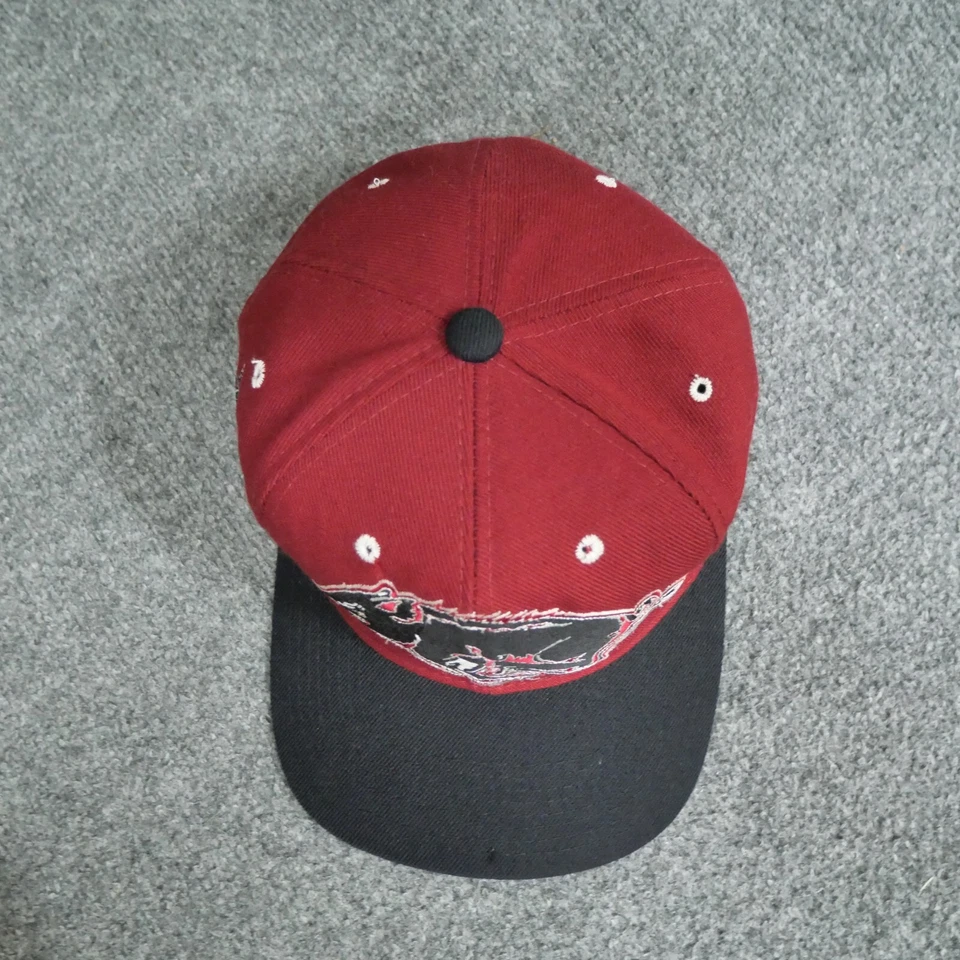 Vintage Arkansas Razorback Hat Cap Red Black Adult 7 Mens Fitted Zephyr Wool 90s - Image 4 of 4