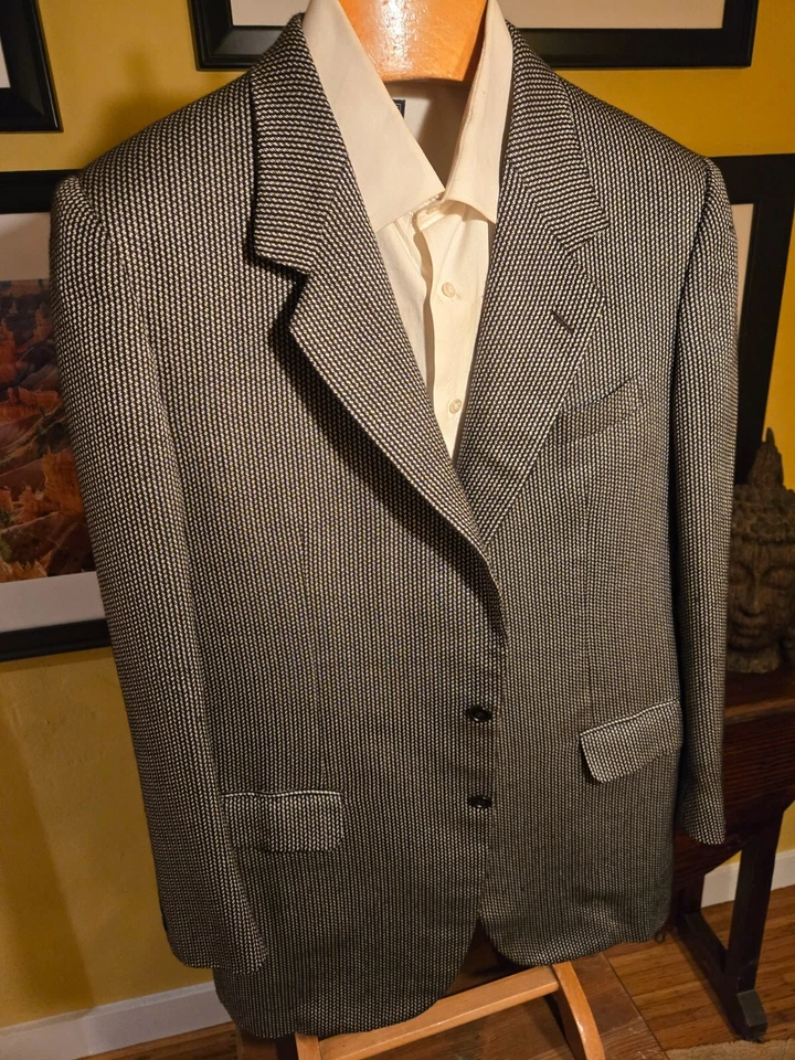 Abrigo deportivo Brioni vintage 25 % seda y 75 % mezcla lana, bonito patrón a cuadros, 42 largo Foto 3 de 4