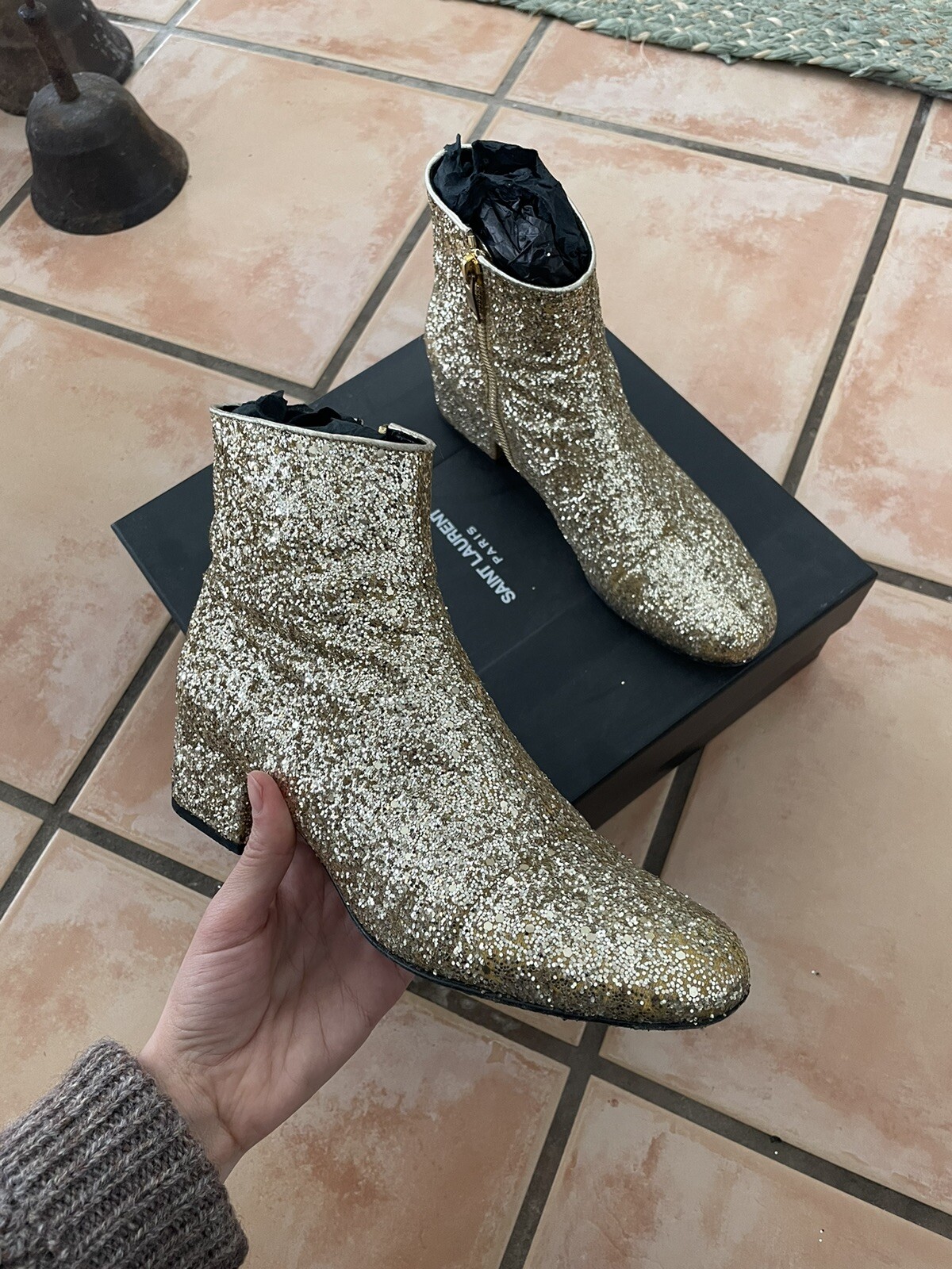 Stivaletti glitter Saint Laurent taglia 37