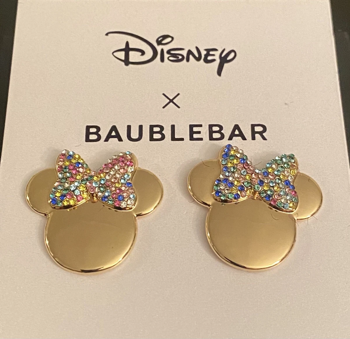 Disney X BAUBLEBAR Minnie Mouse Rhinestone Statement Studs Gold Mirror  Earrings