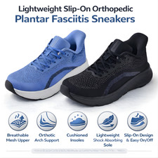 Mens Wide Toe Box Walking Shoes Orthopedic Slip On Sneakers Plantar Fasciitis