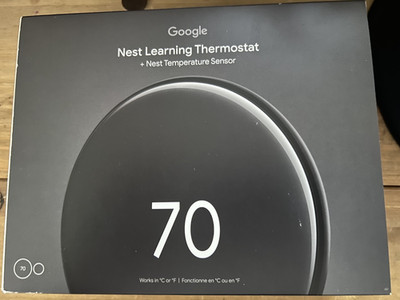 Google Nest Learning Thermostat (4th Gen) + Nest Temperature Sensor Obsidian