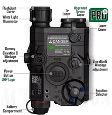 Tactical PEQ 15 UHP Green Dot Laser IR Fill light Hunting Flashlight Dual Kit