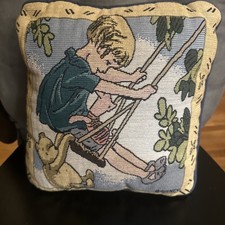 Disney Winnie The Pooh Christopher Robin Piglet 11x11  Square Tapestry Pillow