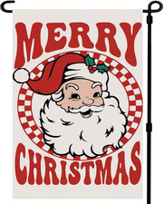 Merry Christmas Garden Flag 12x18 inch Outdoor-Double Sided Christmas Santa Clau