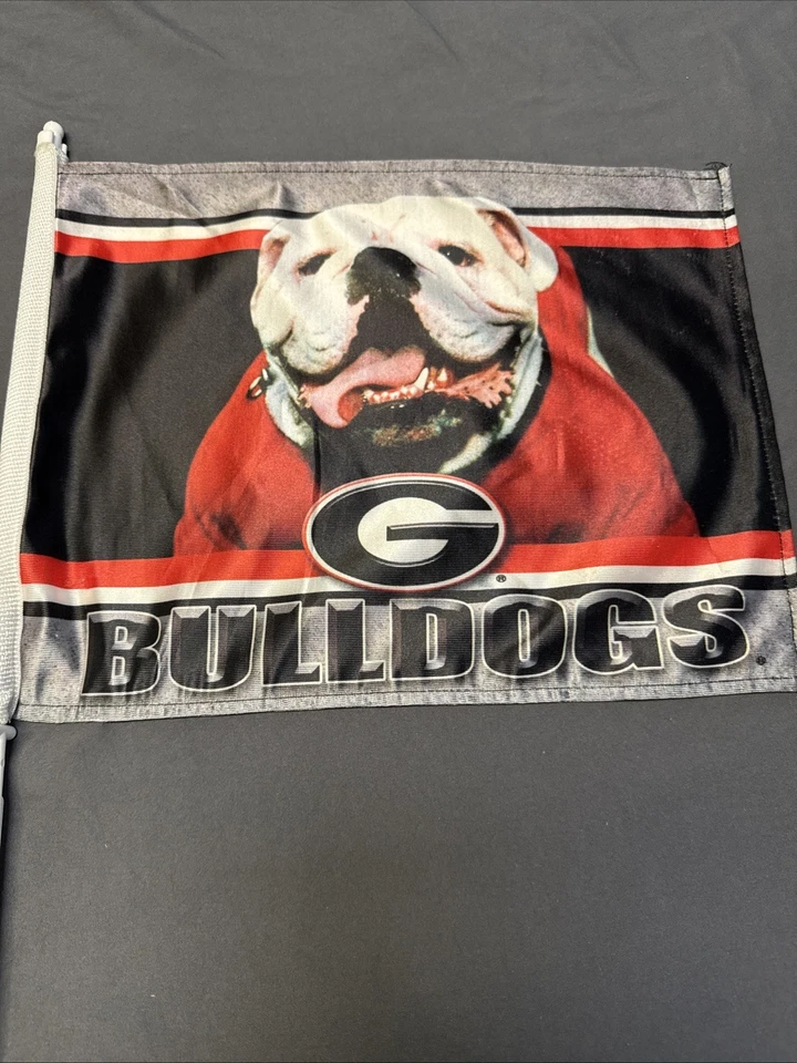 Georgia Bulldogs Fútbol Coche Bandera 11x14 Con Uga Solo Usado Para 1 Juego 2004 Foto 2 de 4