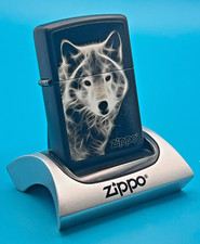 Genuine Brand New 2011 ZIPPO Lighter NEON NIGHT WOLF Satin Black 15 Years Old