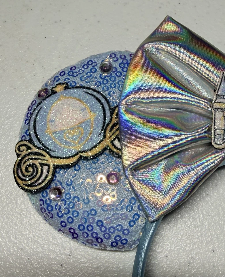 Disney Girls Cinderella Princess Minnie Mouse Ears Blue Hair Band - Image 2 of 4