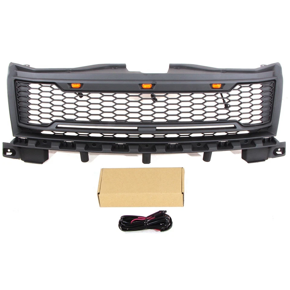 Parrilla delantera negra para Ford Edge 2007-2010 parrilla superior con luz LED Foto 2 de 4