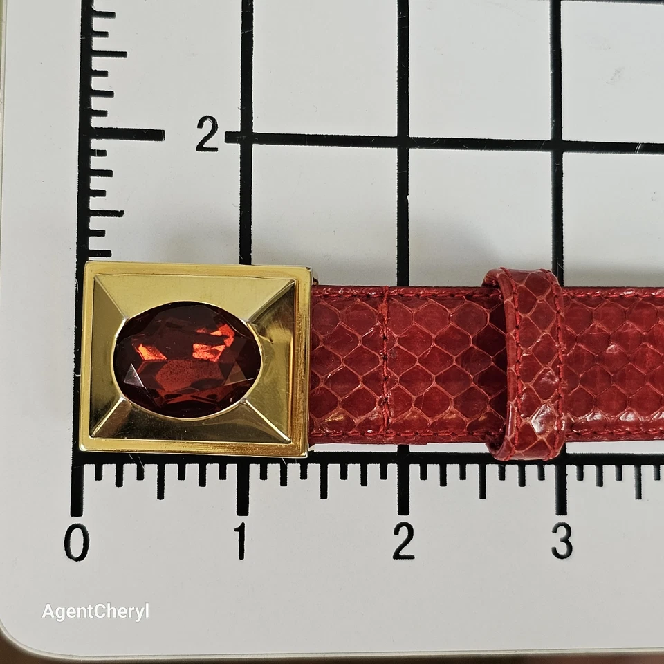 LIZ CLAIBORNE L 30-34» из натуральной змеиной кожи красный ремень узор драгоценности золотой пряжки - Изображение 4 из 4