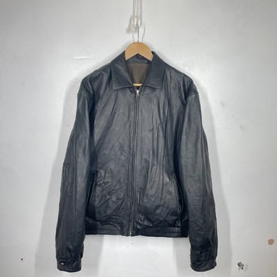 Vintage Wilsons Lederjacke Herren L schwarz khaki Wende Bomber Harrington