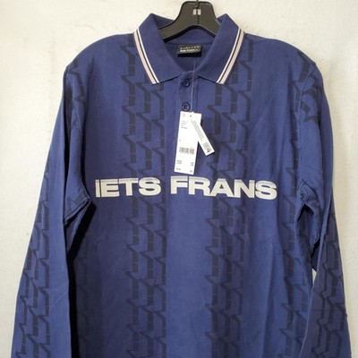 Iest Frans Shirt Mens Small Navy Blue Long Sleeve Polo Urban Outfitters Cotton
