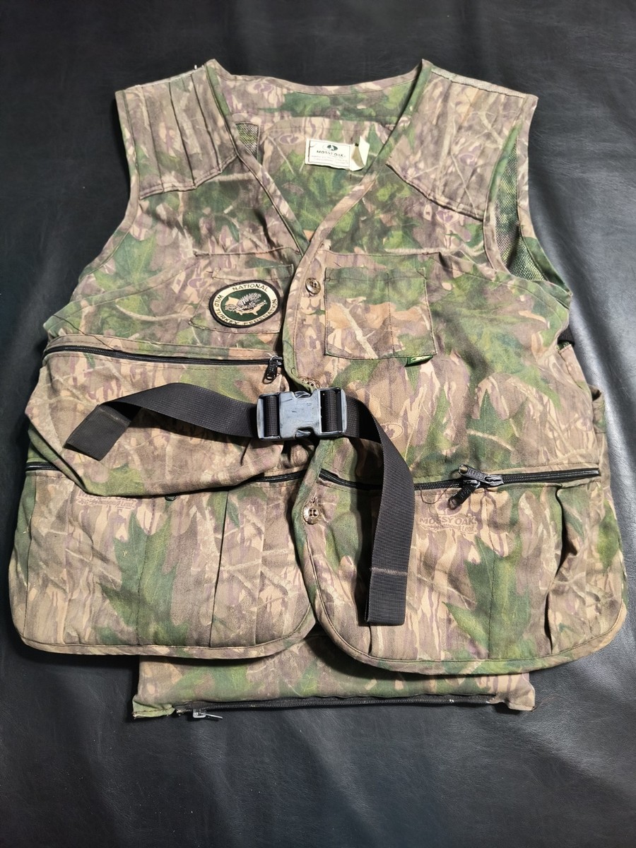 Vintage Mossy Oak NWTF Turkey Vest Mens Large Shadow Leaf Camo W