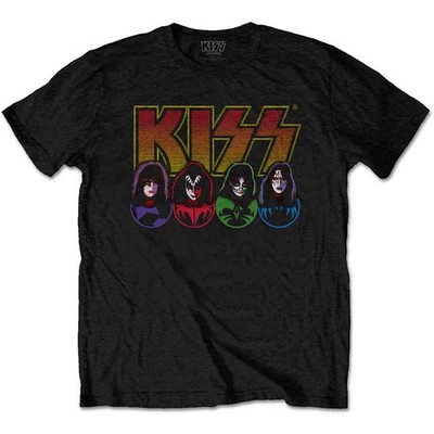 KISS T Shirt Band Logo Faces and Icons Nue offiziell Herren Schwarz
