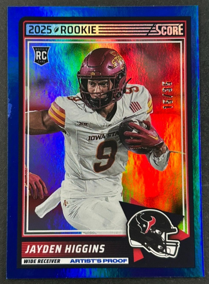 2025 Panini Score - Jayden Higgins #55 Houston Texans - RC Artist's Proof /35