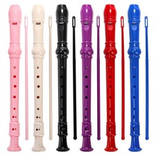 6 Pack Soprano Recorder Instrument, German Style Fingering 8 Hole Descant Flu...