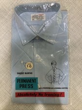 Vtg 70s Kmart Kresge Dress Shirt NIP Deadstock Light Blue Permanent Press Men 16