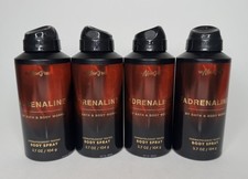 4 New ADRENALINE MENS Bath Body Works Body Spray 3.7 oz