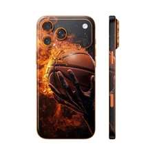 Phone Skin/Phone Wrap For iPhone, Samsung, Android 3D Embossed Basket Ball Fire