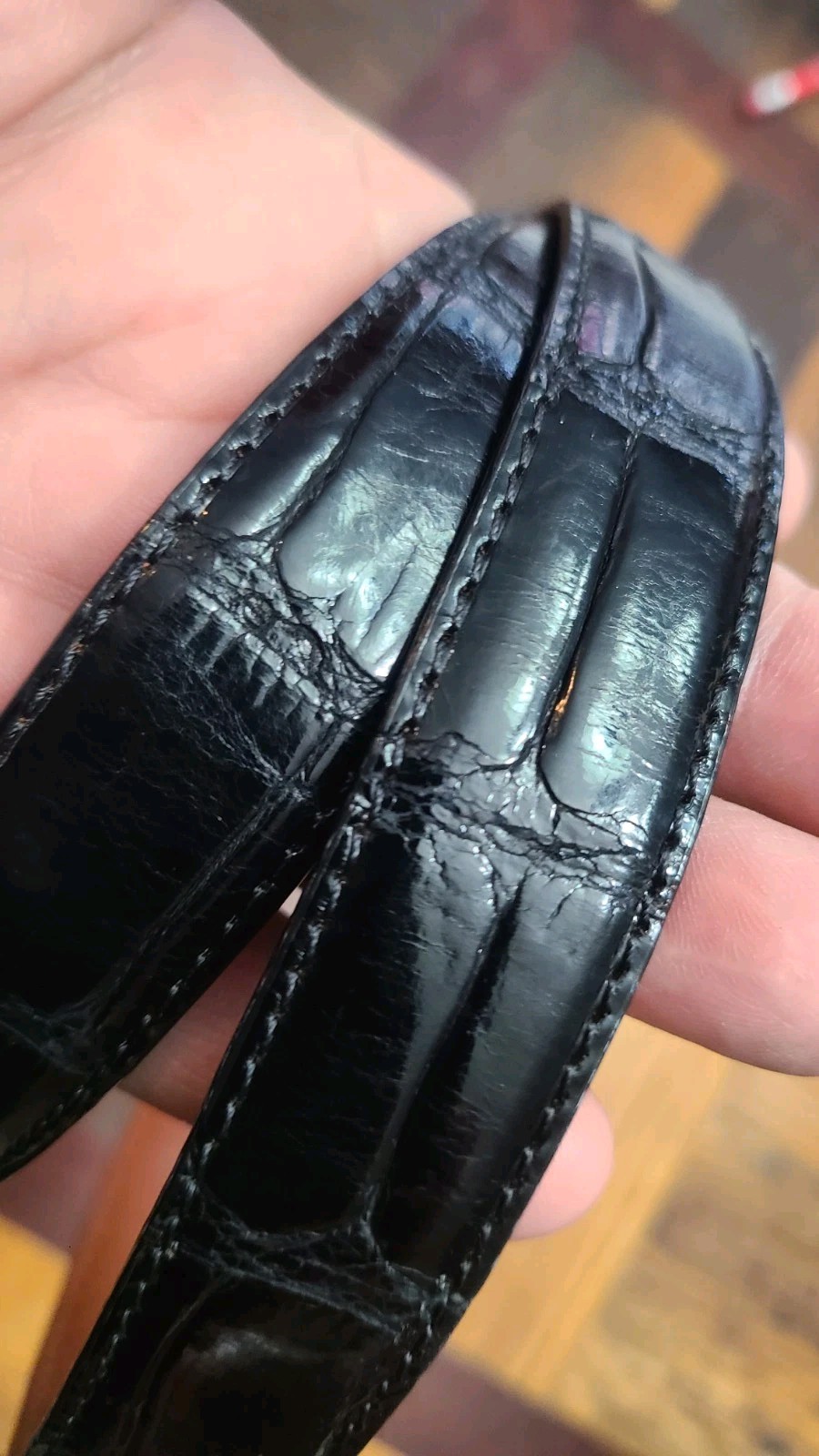 Ralph Lauren Sterling Alligator Belt - removable buckle no holes needed 36"Black thumbnail 7